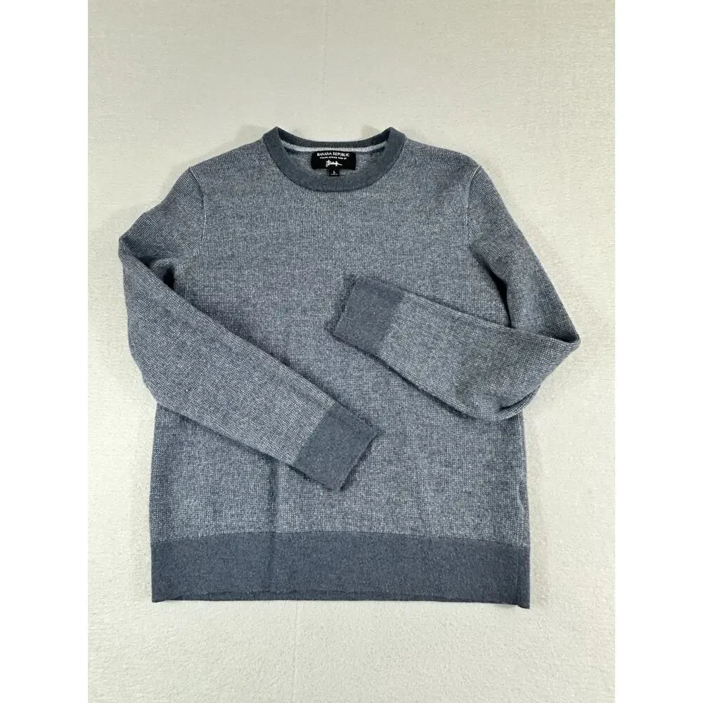 Banana Republic Men's Italian Merino By Baruffa Crew Neck Blue Sweater Size‎ Lg